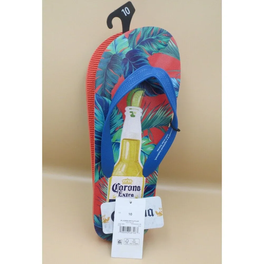 Bioworld Men's Corona Flip Flops Size 10 Tropical Floral Print
